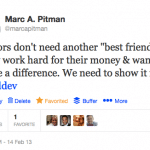 Image of a twitter chat tweet "Donor's are not looking for another best friend!"