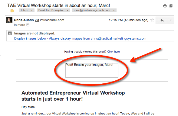 Enable images to see this great email example!